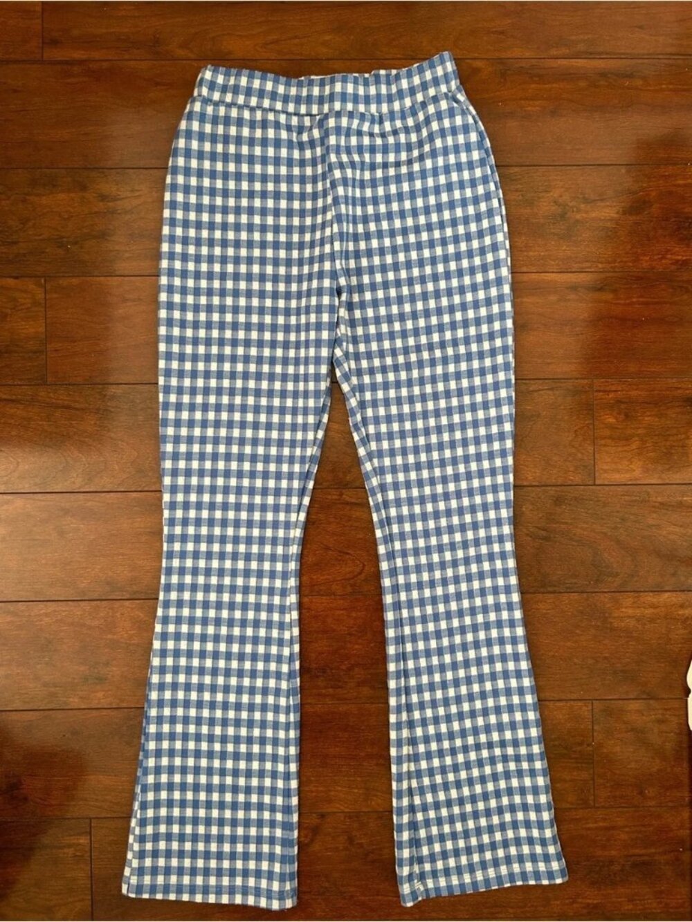 Urban Outfitters Casey Kick Blue Gingham Flare Pants